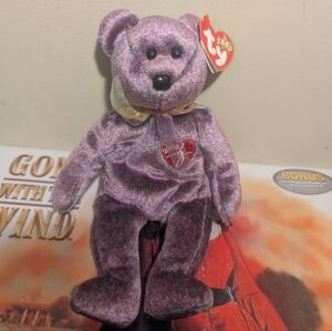 Ty Beanie Baby 2000 Signature Bear Plush Stuffed Animal Purple w/ Tags Vintage
